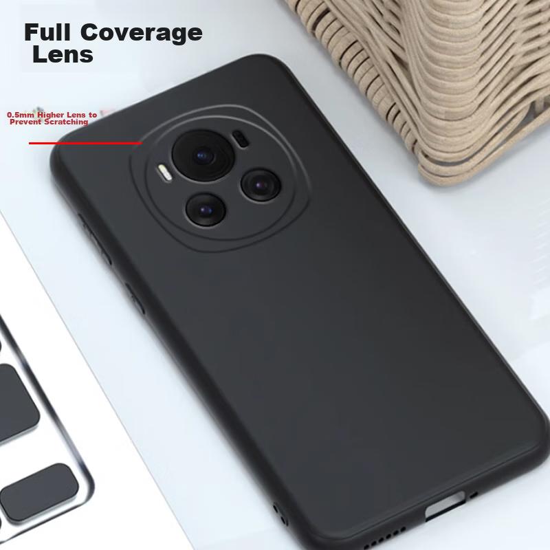 Phone Case for Honor Magic 6, Full Coverage Frosted Soft, Shockproof Protective Cover - Matte Black