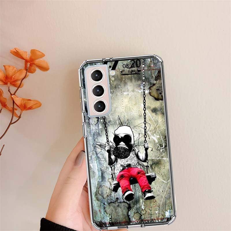 Street Art Banksy Graffiti Phone Case For Samsung S24 FE Galaxy S22 Ultra S25 Edge S21 S23 FE S20 Plus Cover Shell Coque Clear S