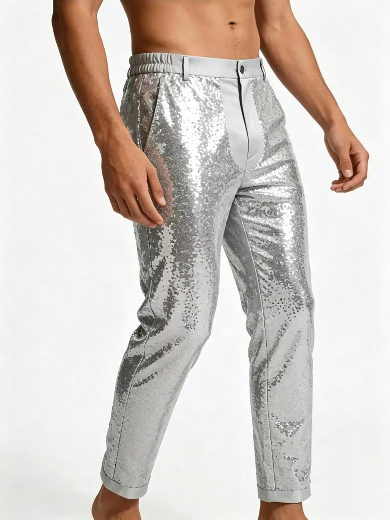New men`s sequin dress pants, European