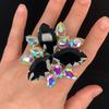 Stonefans Exaggerate Rhinestone Drop Rings for Women  Large Drag Queen Accessories Cocktail Crystal Ring Adjustable Jewelry
