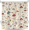 Mushroom Shower Curtain, Cute Funny Nature Botanical Plant Design Bath Curtains for Bathroom, Vintage Flower Butterfly Beige