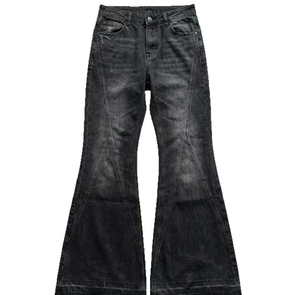 Light-colored split-ended and slightly pulled jeans, men's and women's new spring and autumn models in 2024, high-waisted drape and thin horn pants