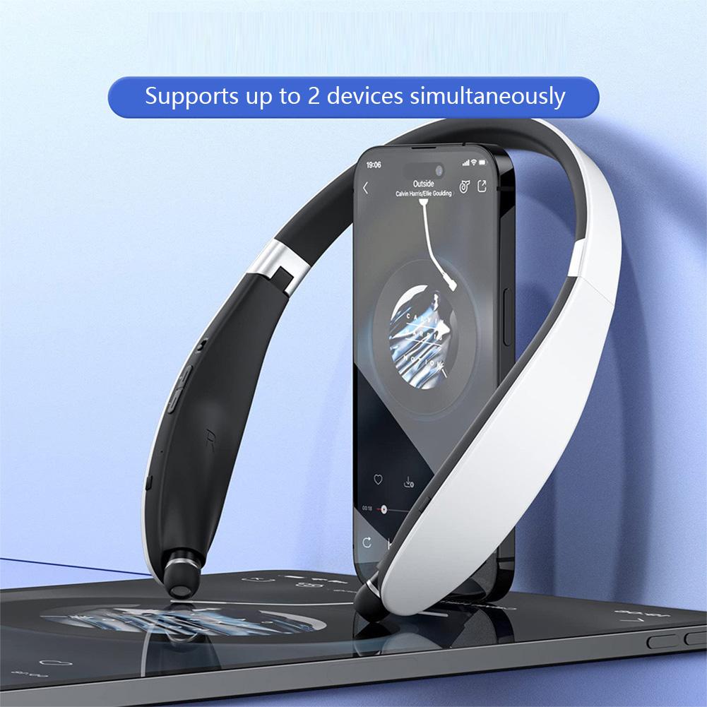 New Wireless Bluetooth 5.0 Neckband Earphones Foldable Headphones Hifi Stereo Earphones Noise Cancelling Headphones with Mic