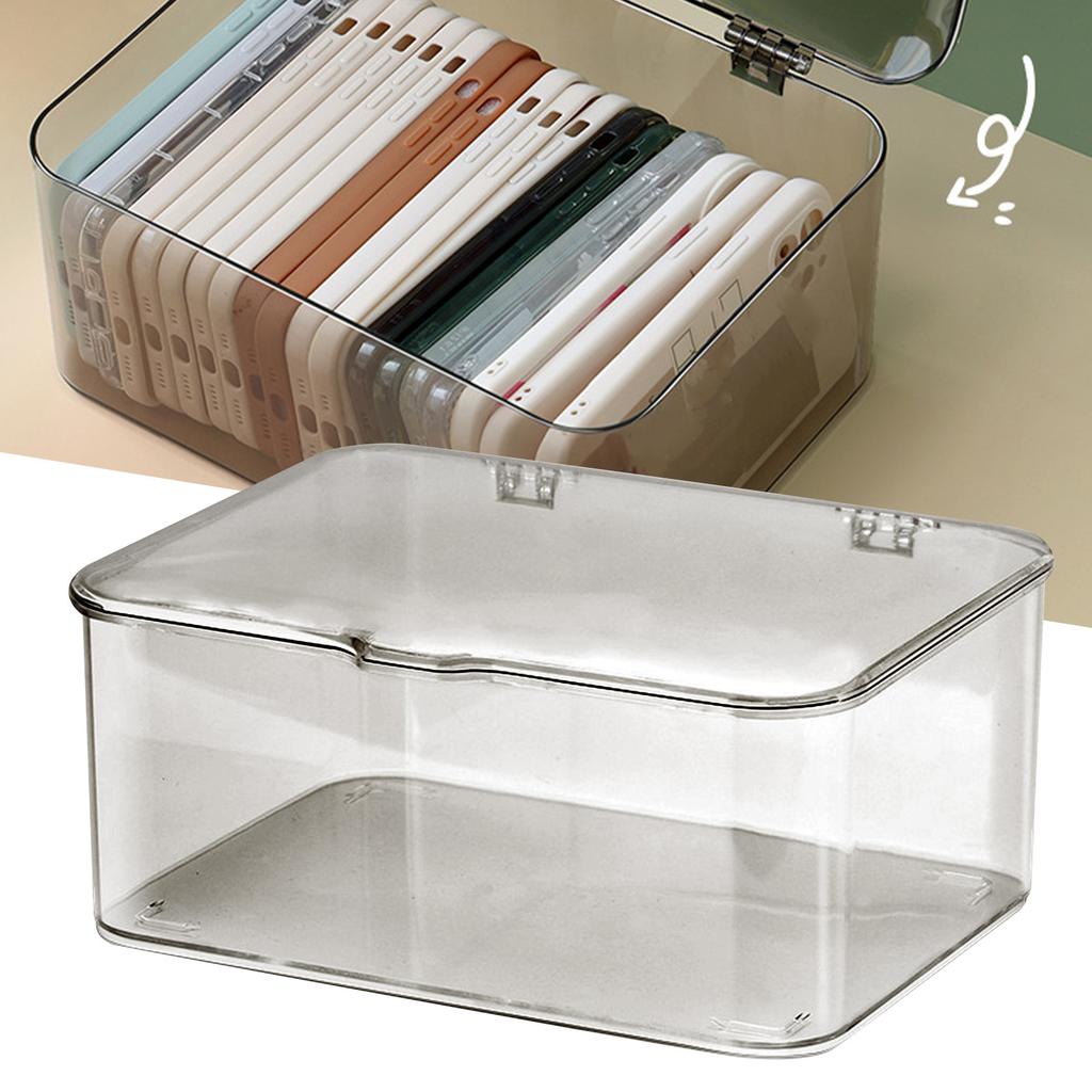 Desk Storage Box Plastic Large Capacity Dustproof Multi Functional Phone Case Storage Holder with