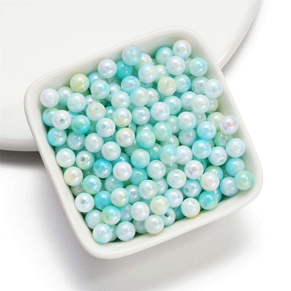 10g 4/6mm Acrylic Aurora Spacer Beads Gradient AB Color Imitation Pearl Round Bead for DIY Bracelet Jewelry Accessories