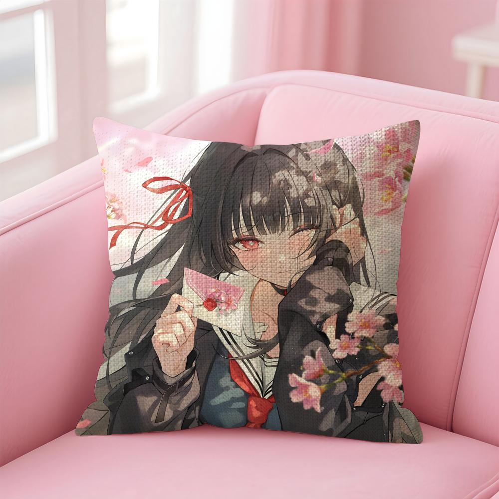 Game Wuthering Waves Chisa Cushion Cover Natural Linen Pillow Case Double-Sided Print Decorative Sofa Pillowcase Home Decor Gift
