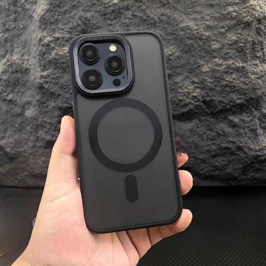 Applicable To Apple 16proMax Magnetic Suction Phone Case Matte Skin Feeling IPhone 15 Anti-fall Lens Ring 14 Protection Case