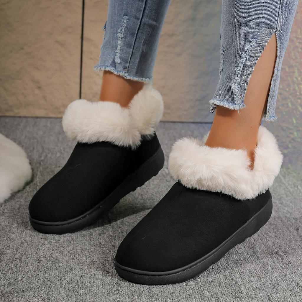 Fashion Shoes for Women New Autumn Winter Retro Snow Boots Women Warm Short Plush Loafers Designer Flat Nude Women Boots Botas De Mujer