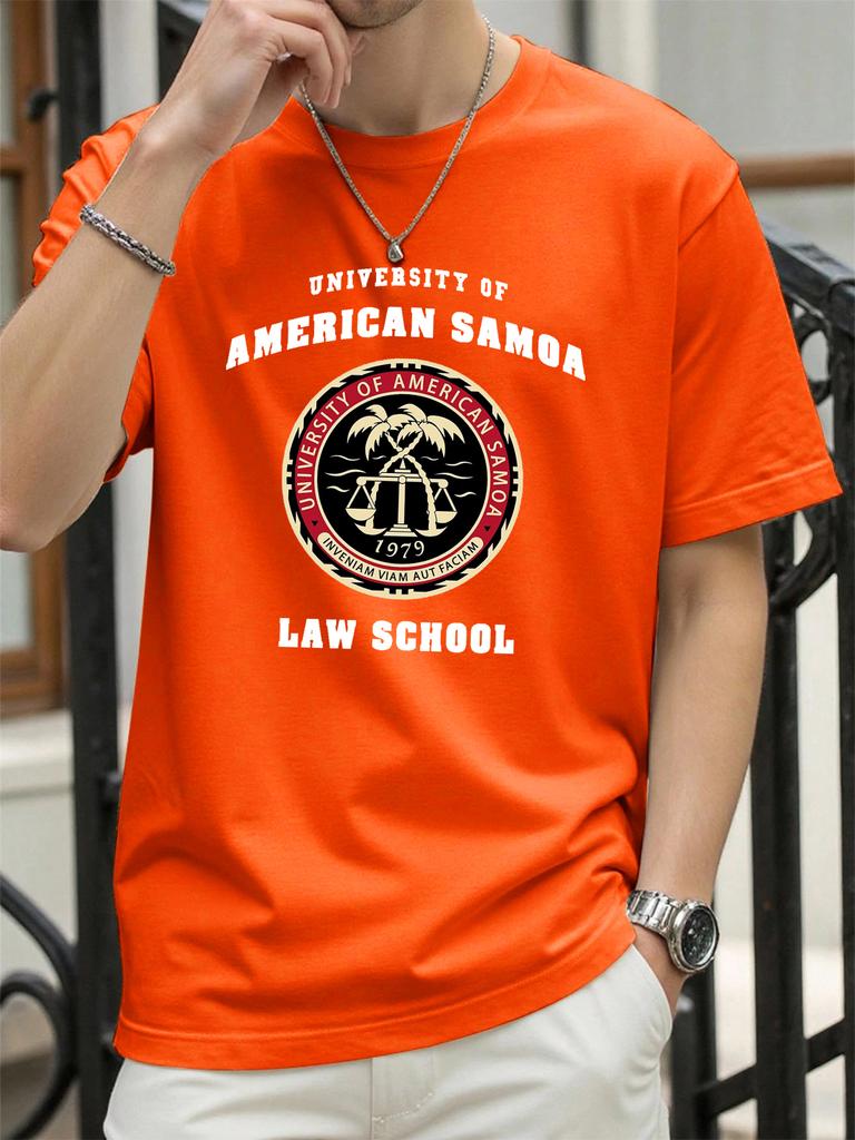American Samoa Law School Print Men T Shirts AllMatch Cotton TShirt Casual Crewneck Loose Streetwear Man Summer Basics Top