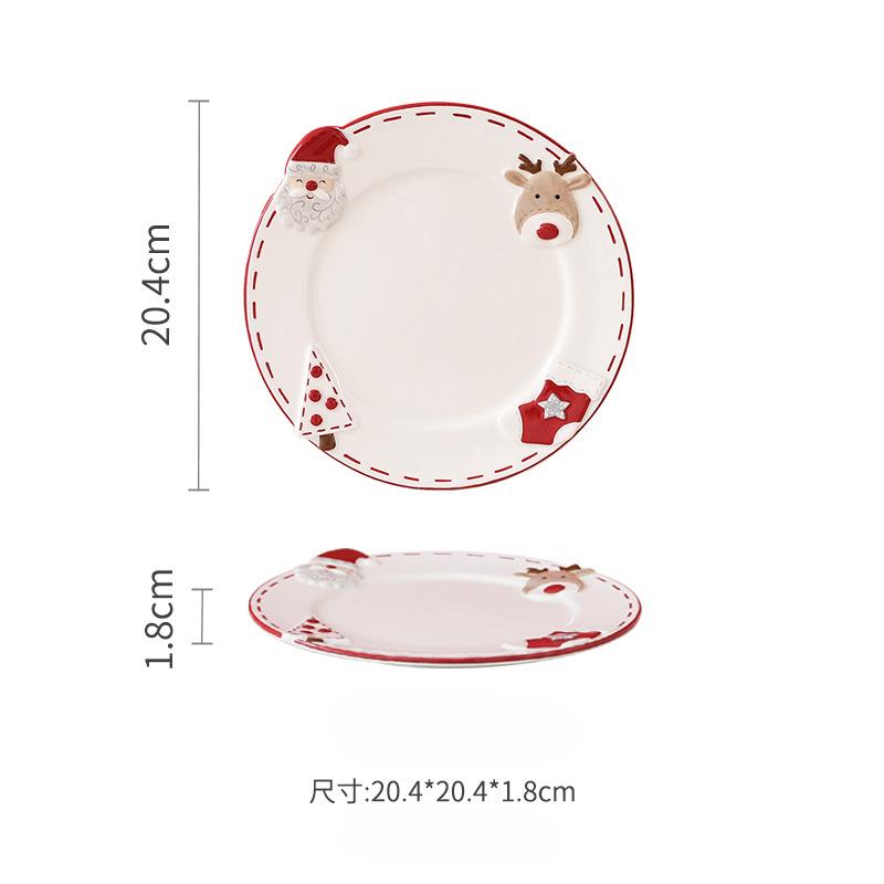 

Рождественская керамическая десертная тарелка, круглая посуда для торта Санта-Клауса, стейка, пасты, западного домашнего декора, кухонная посуда, рождественский подарок
