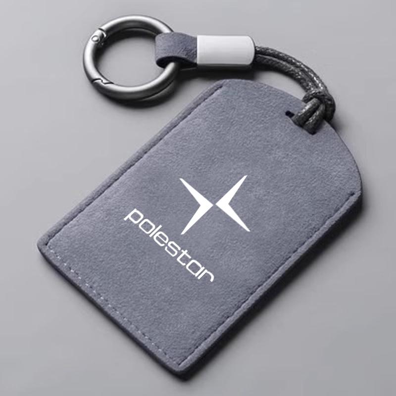 Suede Car Smart NFC Card Key Case Full Cover Shell Holder Protector For Volvo Polestar 3 Polestar 4 2023 2024 Keychain Accessory