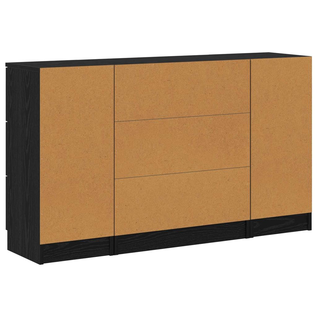 Sideboard 3 pcs Black Oak Effect Wood Based Panel