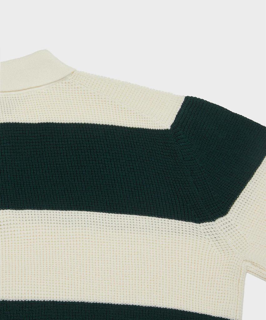 Yaichi Striped Merino Wool Waffle Rugby - Sycamore