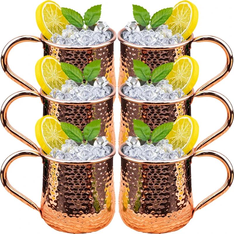 8 Stück Cocktail-Weinglas Moscow Mule Becher Edelstahl Gehämmert Kupferbeschichtet Bierbecher Kaffee Barwerkzeuge Trinkgeschirr für Ramadan