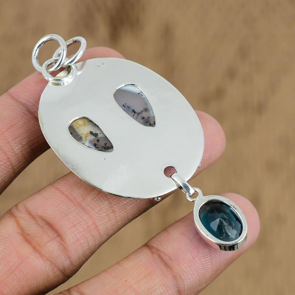 Gift For Women Pendant 925 Sterling Silver Natural Dendrite Opal Gemstone