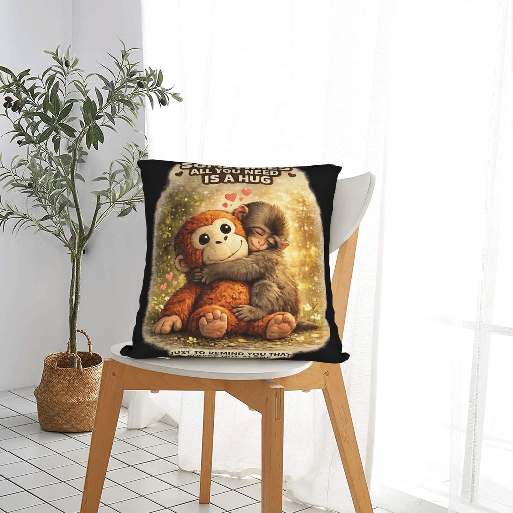 Punch Monkey Hug Stor Cute Baby Macaque Plush Toy Pillowcases Retro Trendy Pillow Case For Office Home Decor Comfy Pillow Cover