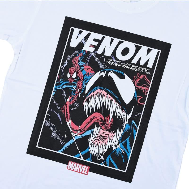 EVERSOUL Marvel Short Sleeve T-Shirt, Venom, Avengers, Captain America, Hulk, American Comic Book Merchandise, Men's, White, Size M