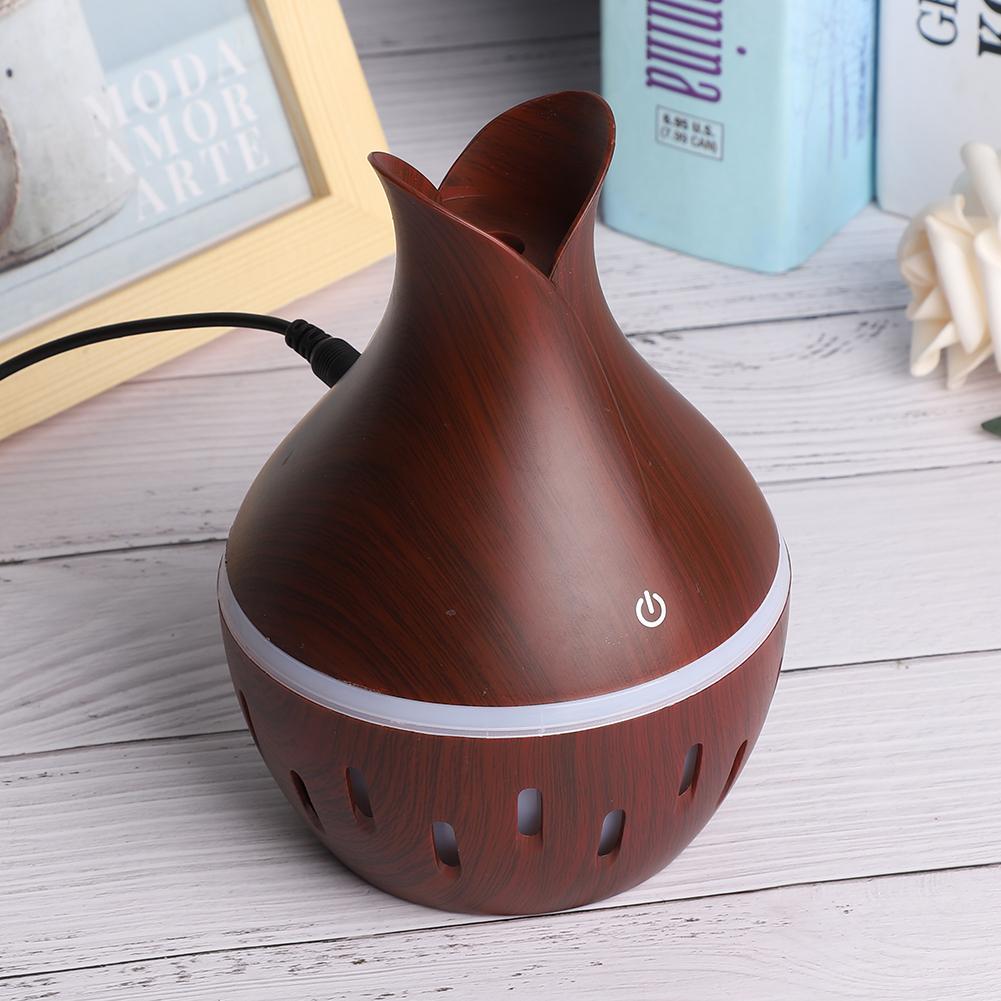 USB Portable Aroma Diffuser Air Mist Maker Desktop Colorful Light Humidifier 300mlWood Grain