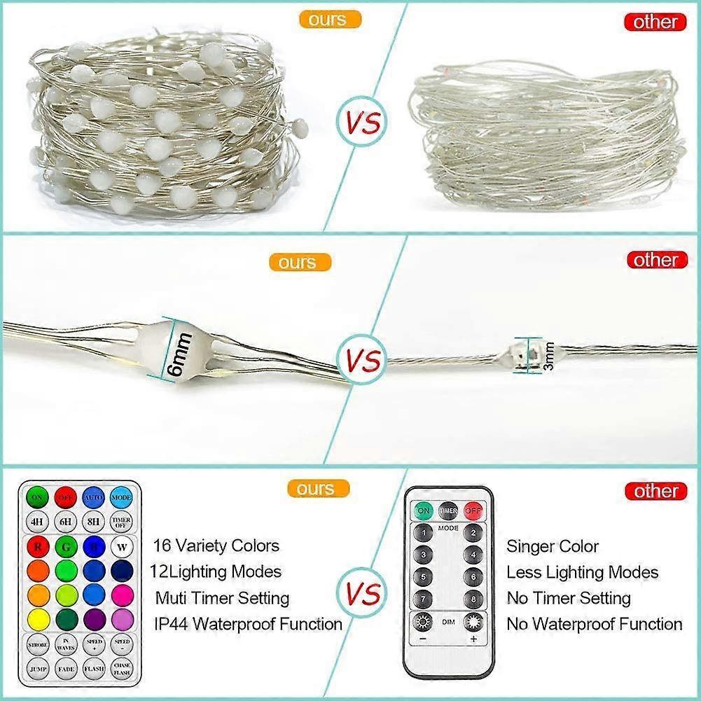 Smart Color-Changing Fairy Light String, 10m 100 LED RGB Christmas Light String, USB Powered, Multiple Modes, Suitable for Christmas Decoration