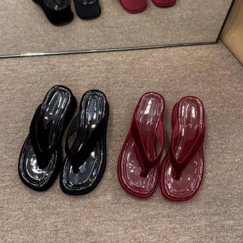 fashion 2024 Summer Clip Toe Women Slippers Fashion Elegant Thick Bottom Slides Shoes Ladies Outdoor Wedges Sandalias Casual Flip Flop