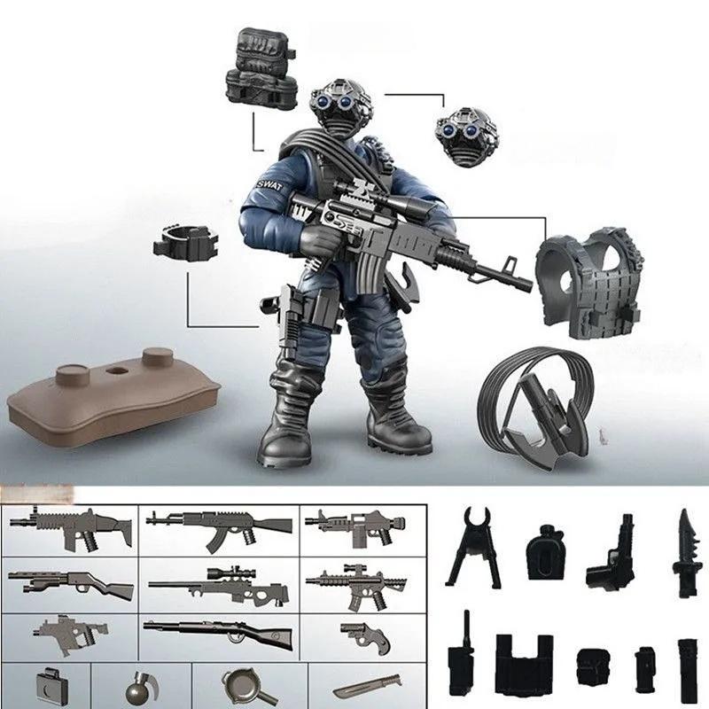 Special Forces Minifigures Weapons Boys Assemble Tank Military Building Blocks Toys