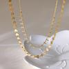 Europe and the United States Plated 18k Gold Geometric Shell Tassel Stacked Necklace Women's Stainless Steel Waterproof Jewelry Light Luxury Niche