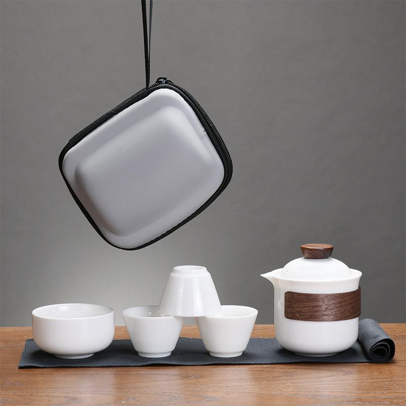 Travel tea set Portable suet jade express cup Business event souvenir