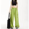 Women's High Rise Wide Leg Cargo Pants Loose Fit Quick Dry Streetwear Drawstring Multi Pocket Casual Dance Trousers 2026 Summer Sport Pants