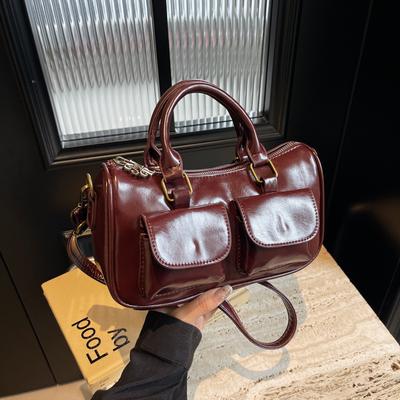 American Retro Handbag Bag Women'S Simple And Versatile Boston Bag Fashion Commuter Messenger Bag