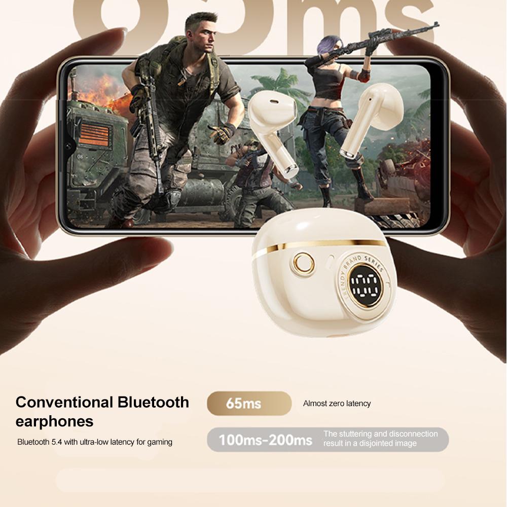 Căști Bluetooth 5.4 Căști Wireless Mini Căști de Gaming Afișaj LED Căști cu Reducere a Zgomotului Căști Stereo HiFi