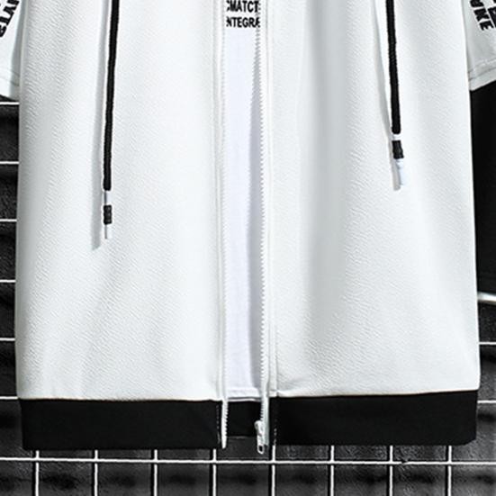 1 set Sommar Herr Huvtröja Shorts Färgblock Bokstavstryck Koreansk Stil Huvförsedd Outfit för Vardagsbruk