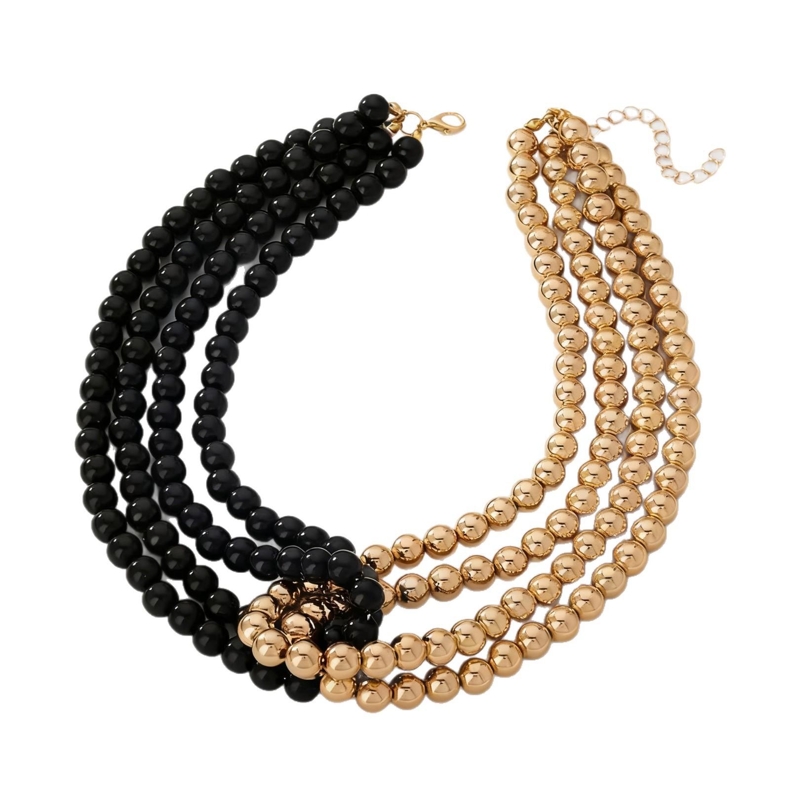 

Imitation pearl multi-layer two-tone wrapped necklace is fashionable, elegant and charming, and versatile two-color options are available