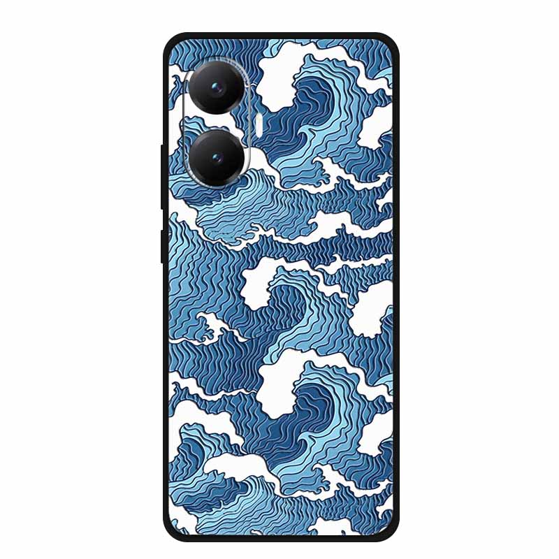 3D Cover For Redmi Turbo 4 Pro 5G Black Bumper Shell Flower Emboss Case Xiaomi POCO F7 Cartoon Flowers Anime Funda Phone Covers