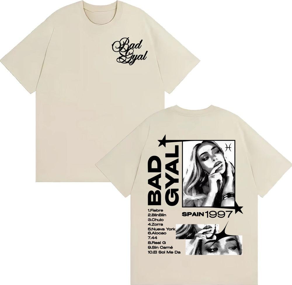 Singer Bad Gyals Album Tour Graphic Tshirt for Men and Women Hiphop Summer Print Pure Cotton Casual Shortsleeved top