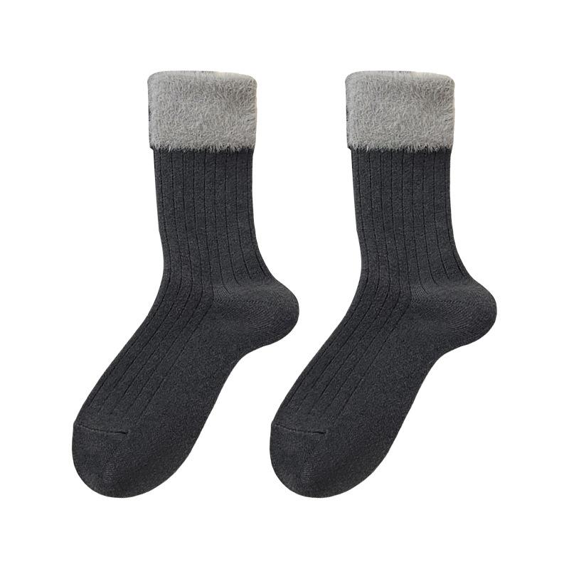 In Autumn and Winter, Warm Mink Fur Pile Socks for Women, Mid-calf Socks for Slimming, Sweet and Cute Wool, Soft and Warm High-waisted Socks