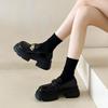 Black platform British style small leather shoes women's 2025 spring and autumn new retro Mary Jane one-pedal loafers single shoes
