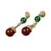 Medieval Retro Court-style Sweater Chain, Red and Green Agate Beaded Necklace, Earrings Set, Simple Versatile Autumn Win