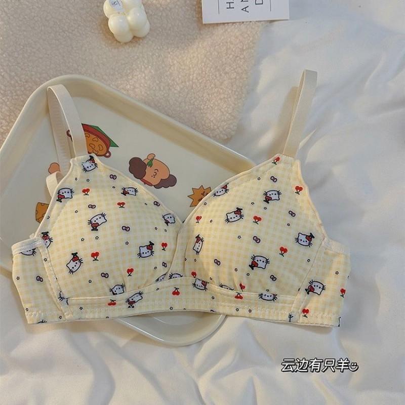 Cartoon Girls Wireless Thin Bra Cute Sweet Lingerie Daily Wear