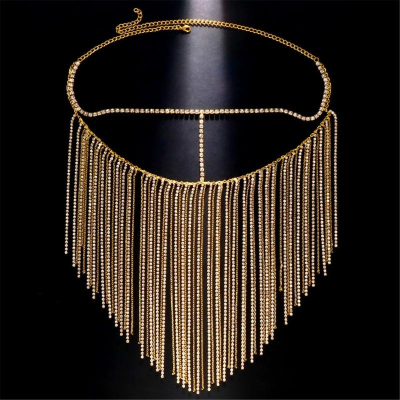 Long Tassels Face Mask Shimmering Rhinestone Mask with Adjustable Chain Crystal Fringes Mask Stylish Jewelry Accessory