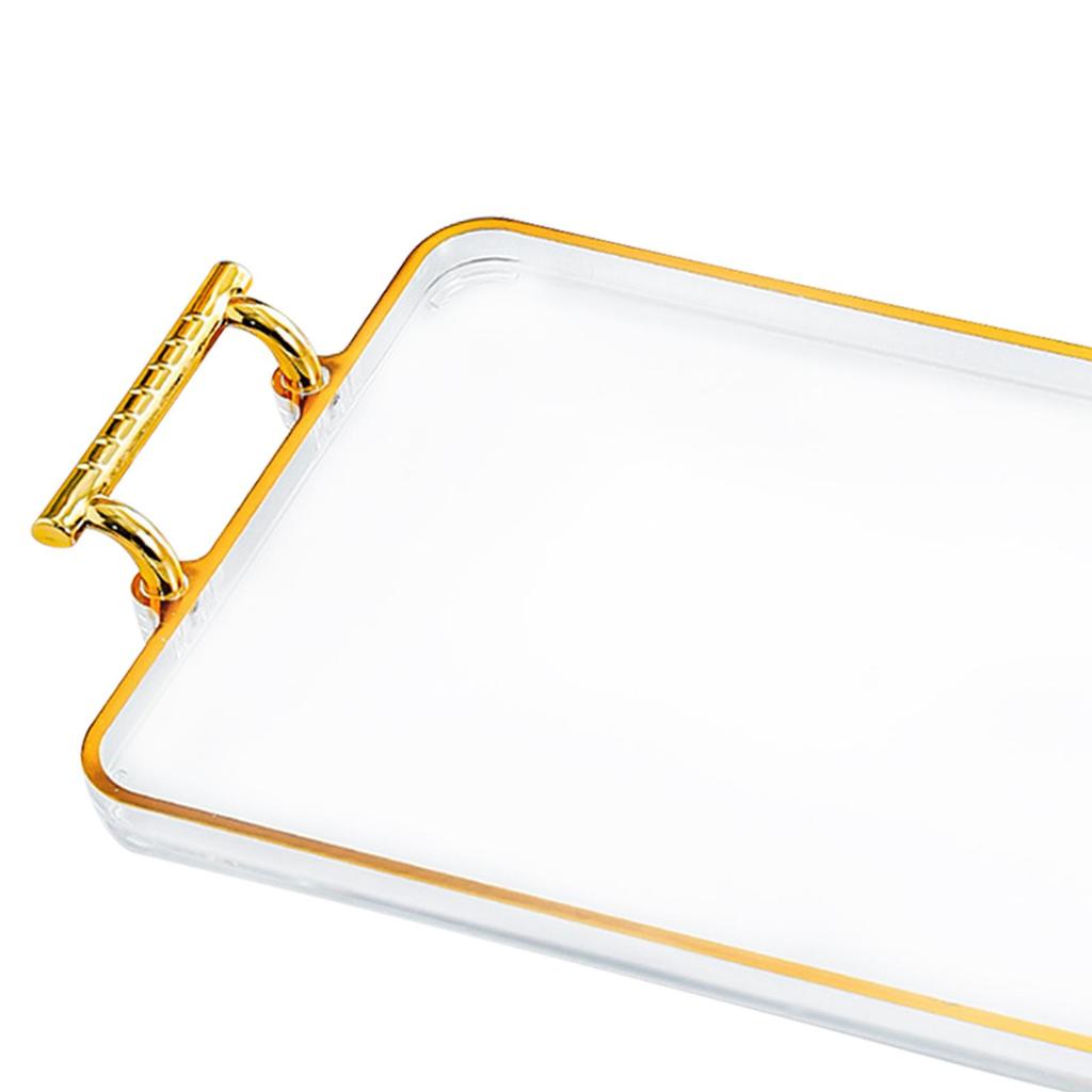 Decorative Trays for Home Decor Plastic Tray with Handles for Serving Coffee Snacks Perfume Jewelry