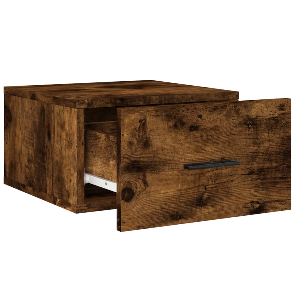 Wall Mounted Nightstand Smoked Oak 35 x 35 x 20 cm