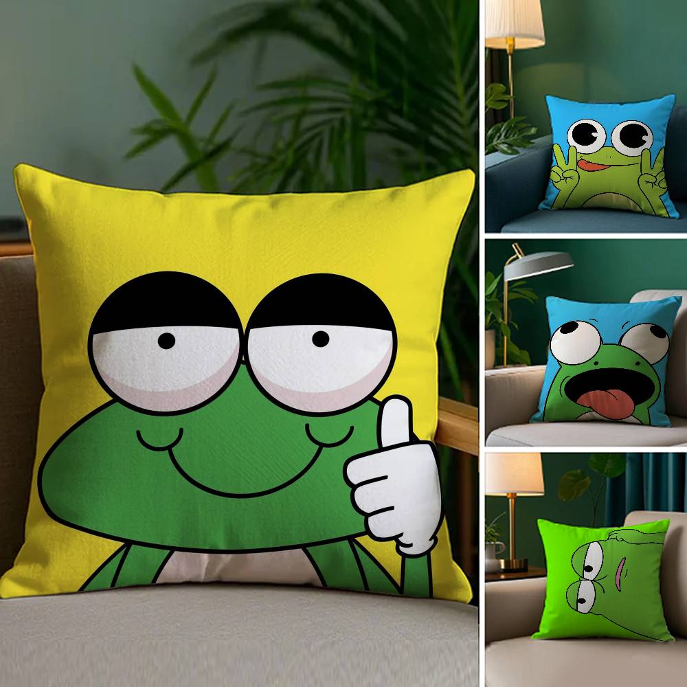 Anime frog Pillow Case Sofa and Living Room Decorative Cushion Covers Dust-proof and Mite-proof Invisible Zipper