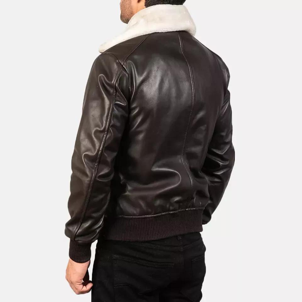 Leather Handmade Lambskin Stylish Soft Men Jacket Brown Genuine Lambskin Real
