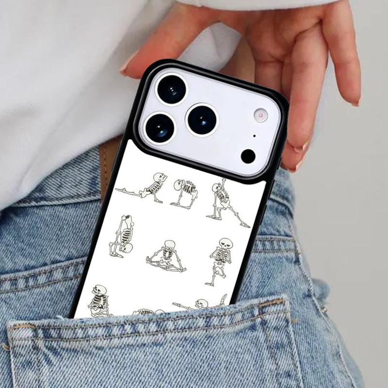 Skeleton Yoga Phone Case for iPhone 17ProMax 12 13 14 15 16e 17 Pro Max Plus Air Cover