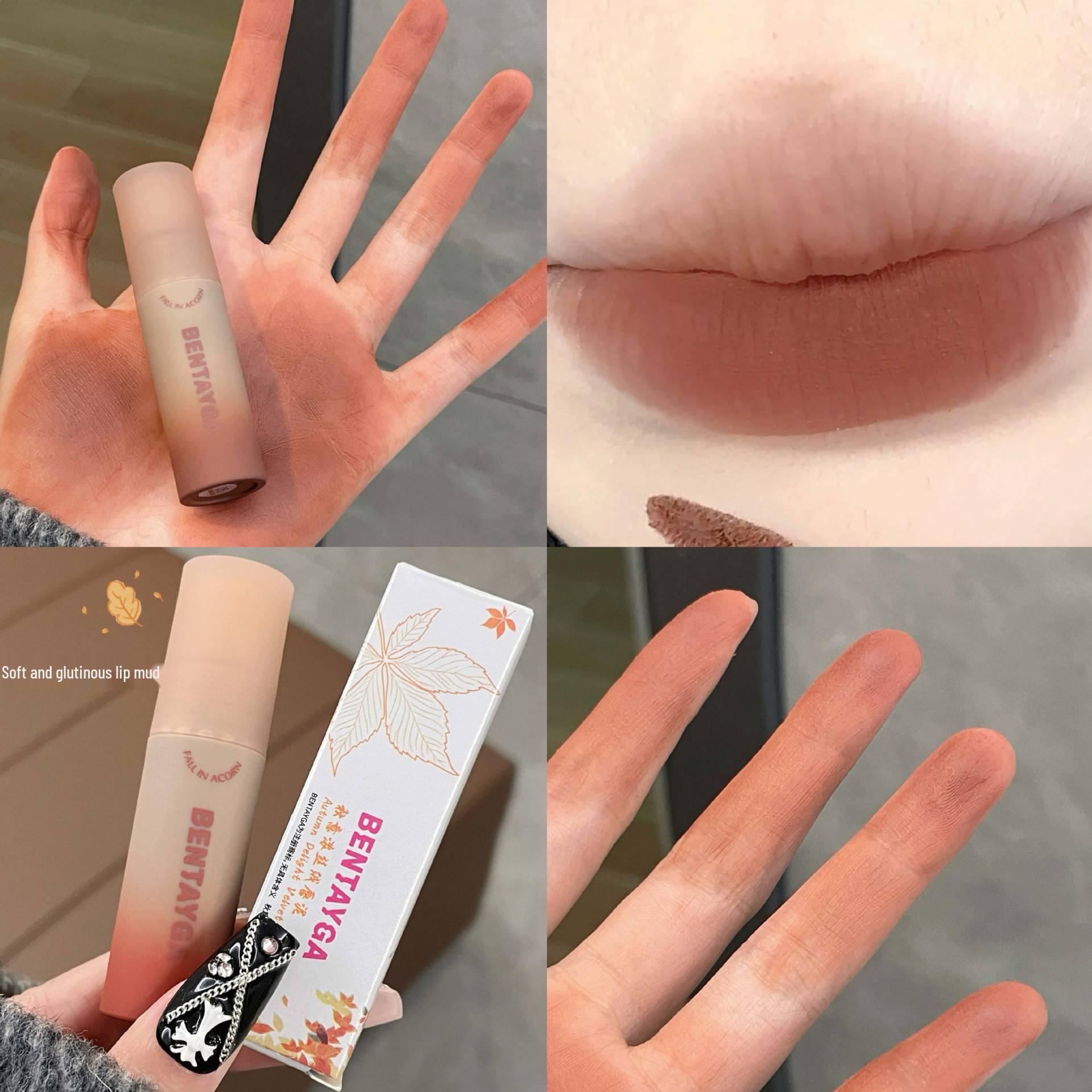 

BENTAYGA Autumn Velvet Lip Mud: Matte, Moisturizing, Non-Sticky, Long-Lasting Pigmented Lip Gloss.