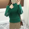 Women's Fall/Winter Korean-Style Versatile Half-Turtleneck Long-Sleeve Knit Sweater—Fitted Embroidered Sweater