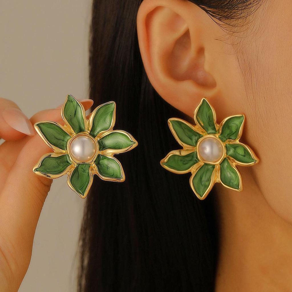 Trendy Multicolor Flower Drop Earrings for Women – Elegant & Slimming European/American Style