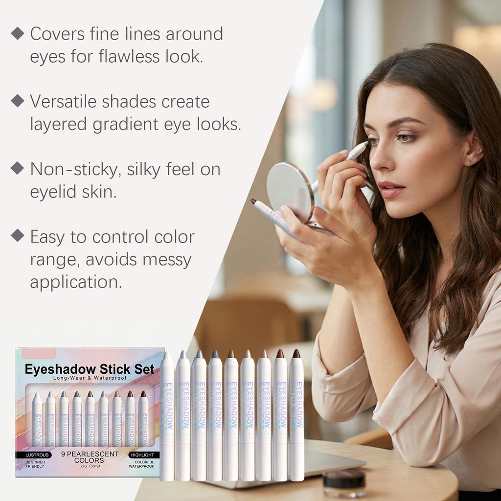 Multi-effect Eyeshadow Stick Set Lightweight, Smooth, Long-Wearing, Soft And Smooth, Lustrous Finish Perfect