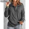 Women's Fashion Casual Spring Autumn Solid Color Print Long Sleeve POLO Neck Blouses & Shirts