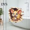 Self Adhesive Mouse Stickers for Toilet 3D Cartoon Sticker, Waterproof PVC Wall Decal, Removable Funny Bathroom Murals Stickers, Lid And Tiles